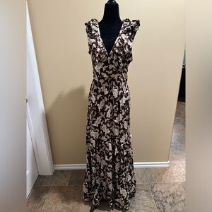 Glamorous Chocolate Brown Paisley Maxi Dress NWT